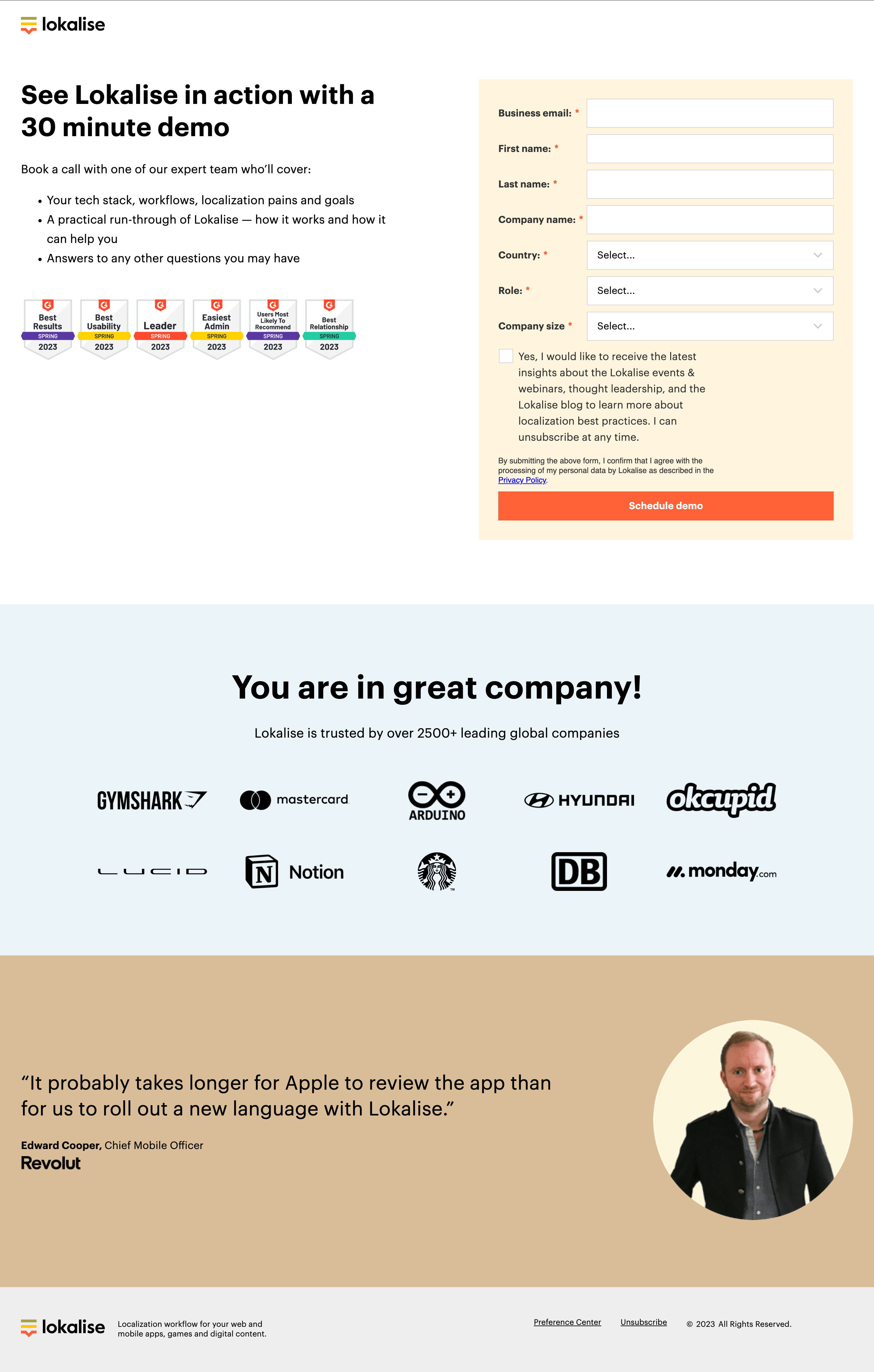 Previous version of the demo landing page